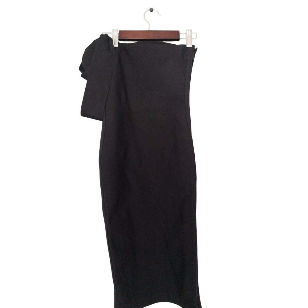 Black One-Shoulder Cutout Midi Dress - Picture 5 of 14